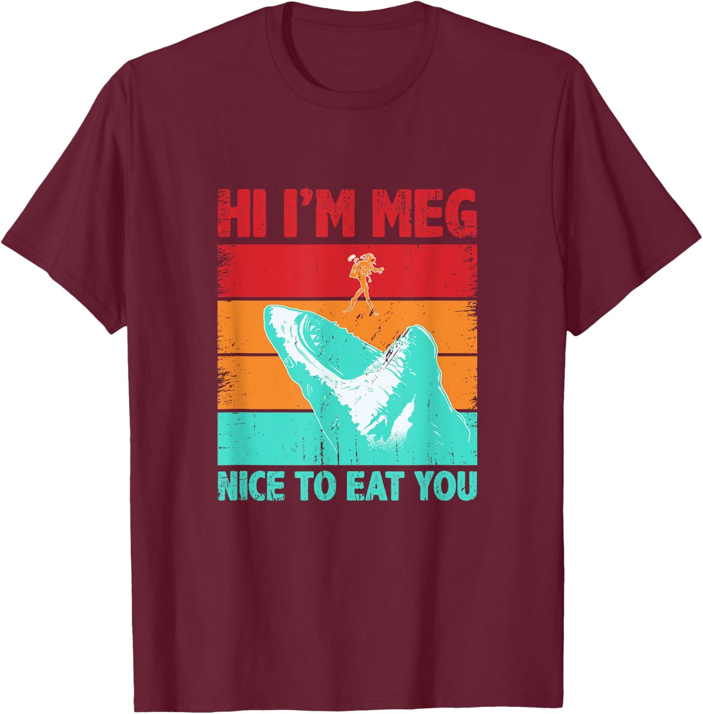 Nice To Eat You Shark Saying Shark Costume Funny Shark Lover T-Shirt - T-Shirt | Maroon
