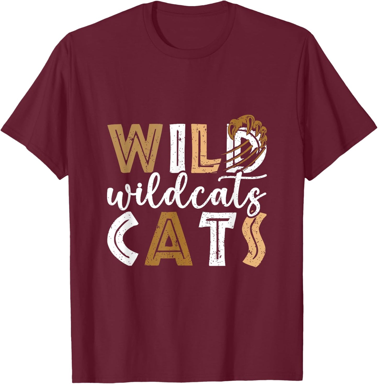 Wildcat Colorful School Spirit Wildlife Animal Cat Lover T-Shirt - T-Shirt | Maroon