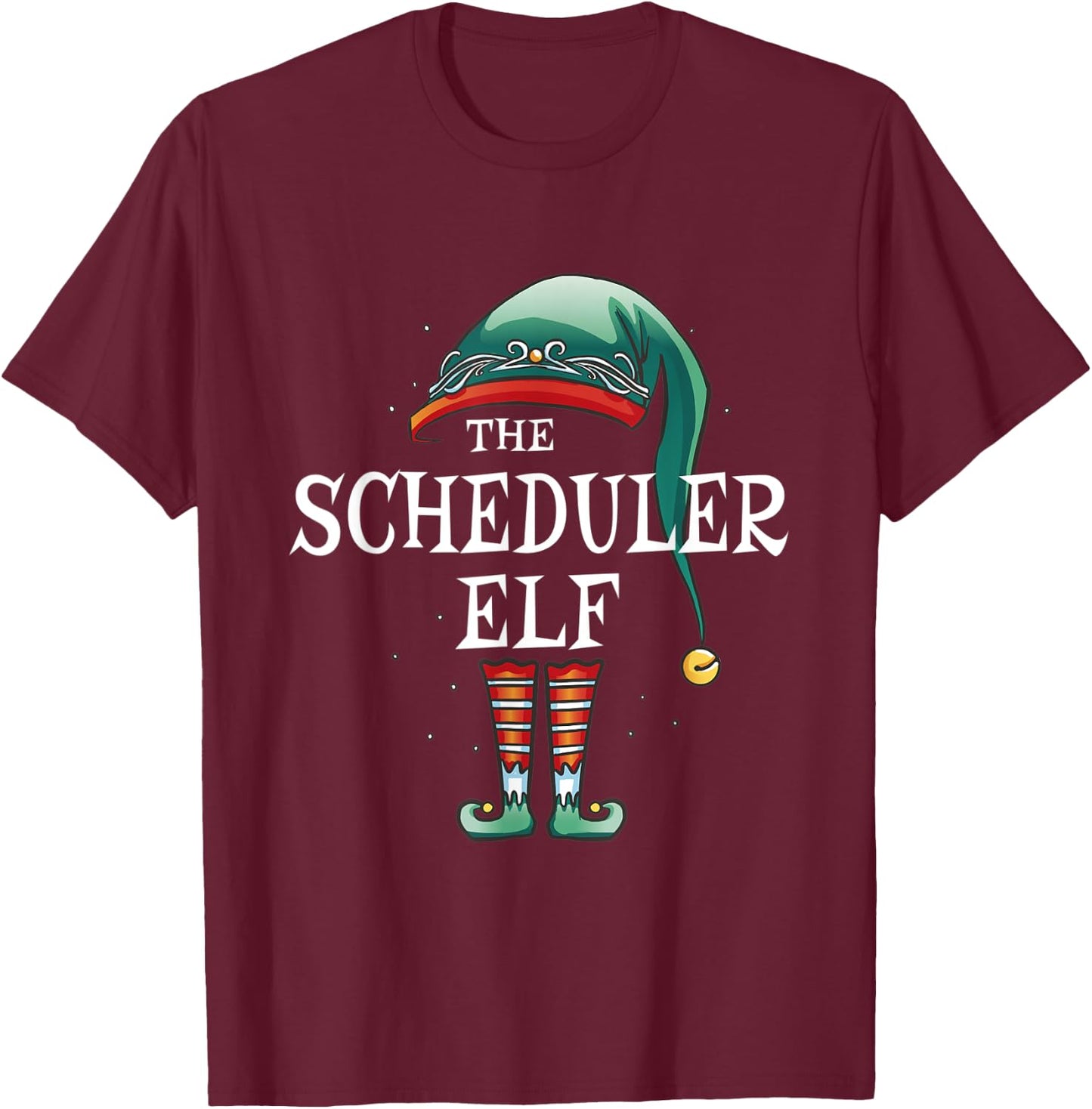 Scheduler Elf Job Christmas T-Shirt - T-Shirt | Maroon