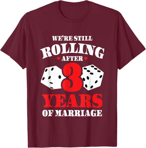 Couples Married 3 Years - Funny 3rd Wedding Anniversary T-Shirt - T-Shirt | Maroon