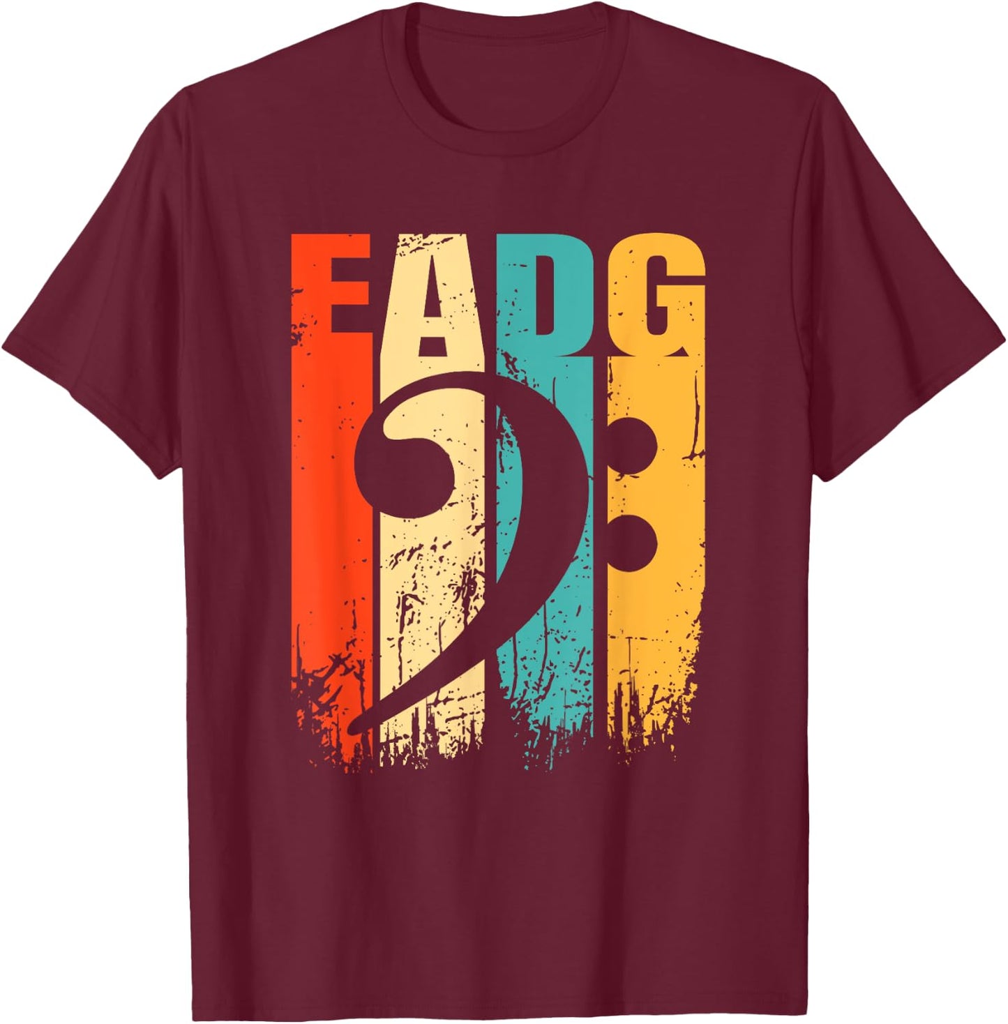 Retro Bass EADG Bass Key Bassist T-Shirt - T-Shirt | Maroon