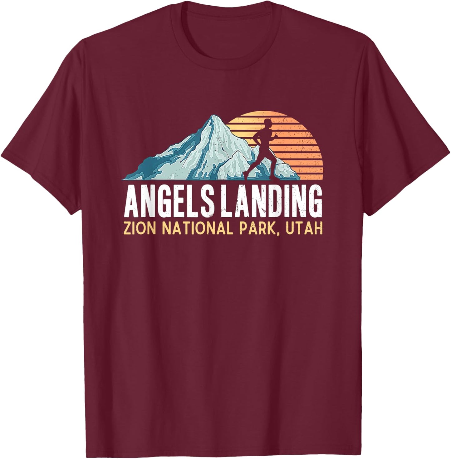 Angels Landing Hiking Trail Vintage Zion National Park Utah T-Shirt - T-Shirt | Maroon