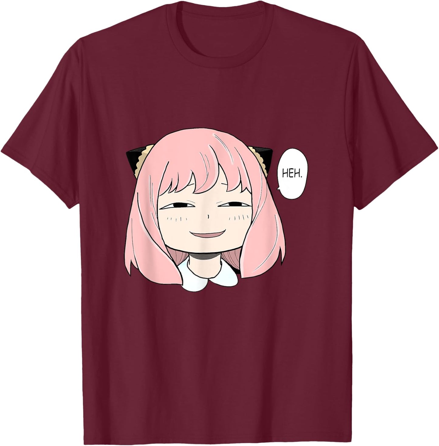 Funny A Cute Girl Emotion Smile heh. For Family Holidays T-Shirt - T-Shirt | Maroon