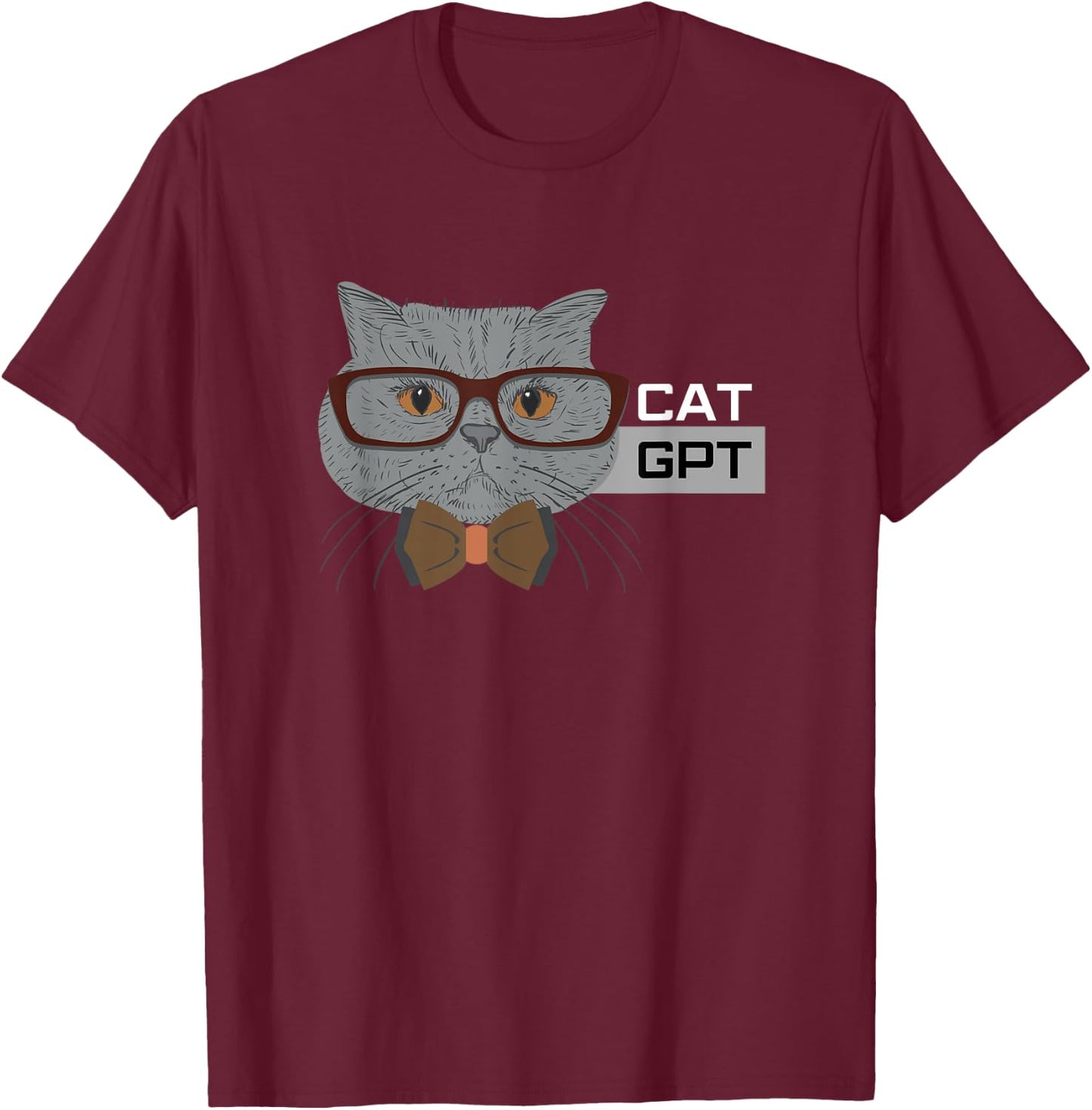 Cat GPT Working Ai Cat , Funny Geek Cat Lovers & Chat GPT T-Shirt - T-Shirt | Maroon
