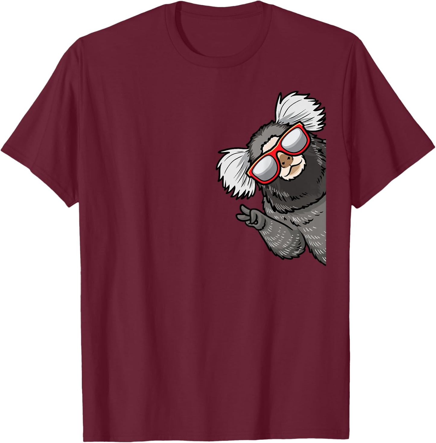 Marmoset Monkey With Sunglasses From Side T-Shirt - T-Shirt | Maroon