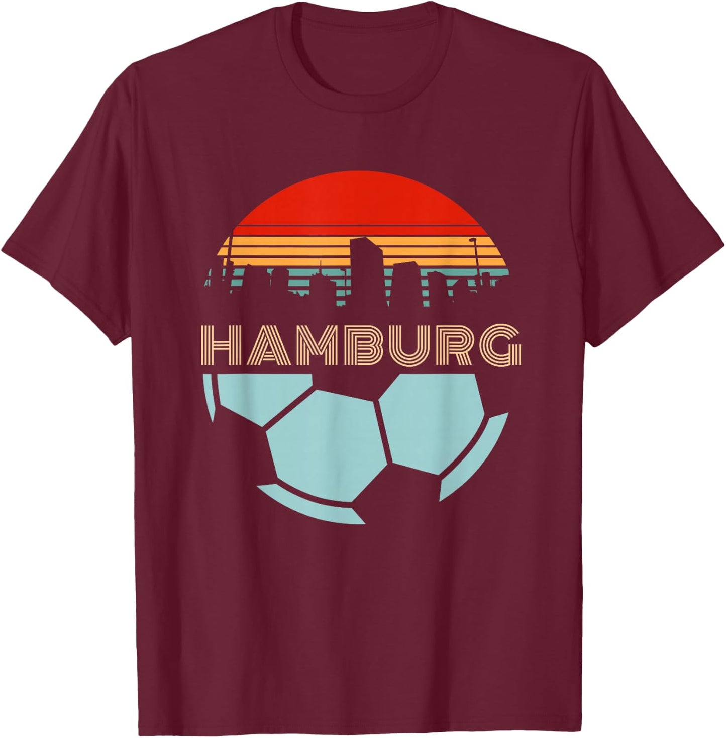 Retro Hamburg Football Team Football Fan Football Ball T-Shirt - T-Shirt | Maroon