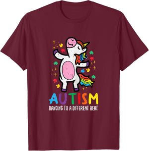 Autism Awareness Uncicorn Dancing Different Beat Girls Kids T-Shirt - T-Shirt | Maroon