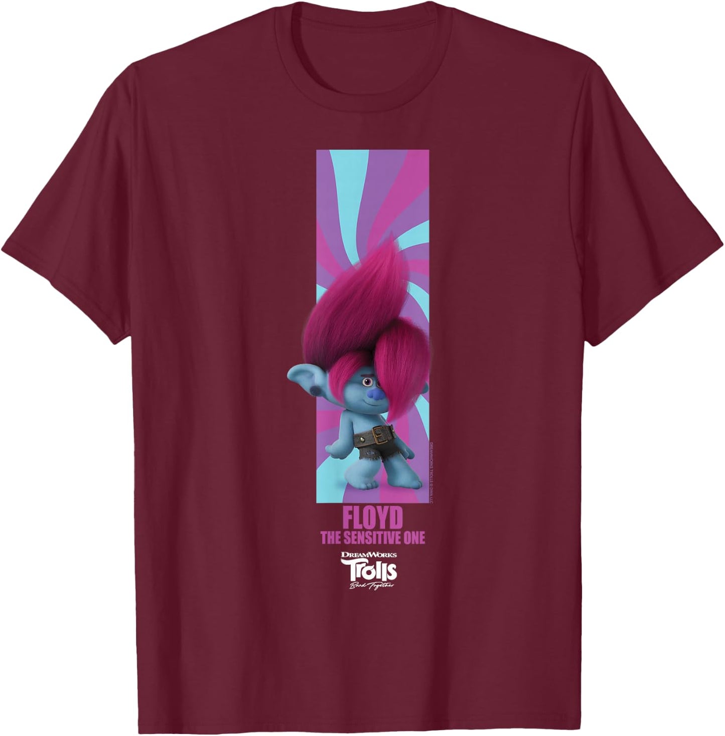 DreamWorks Trolls Band Together BroZone Floyd T-Shirt - T-Shirt | Maroon