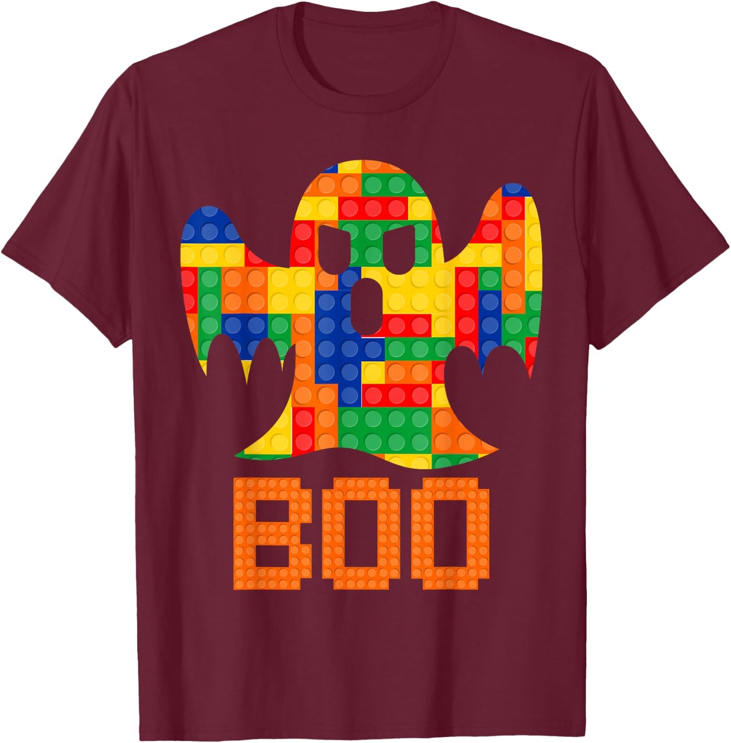 Boo Ghost Master Builder Building Blocks Bricks Halloween T-Shirt - T-Shirt | Maroon