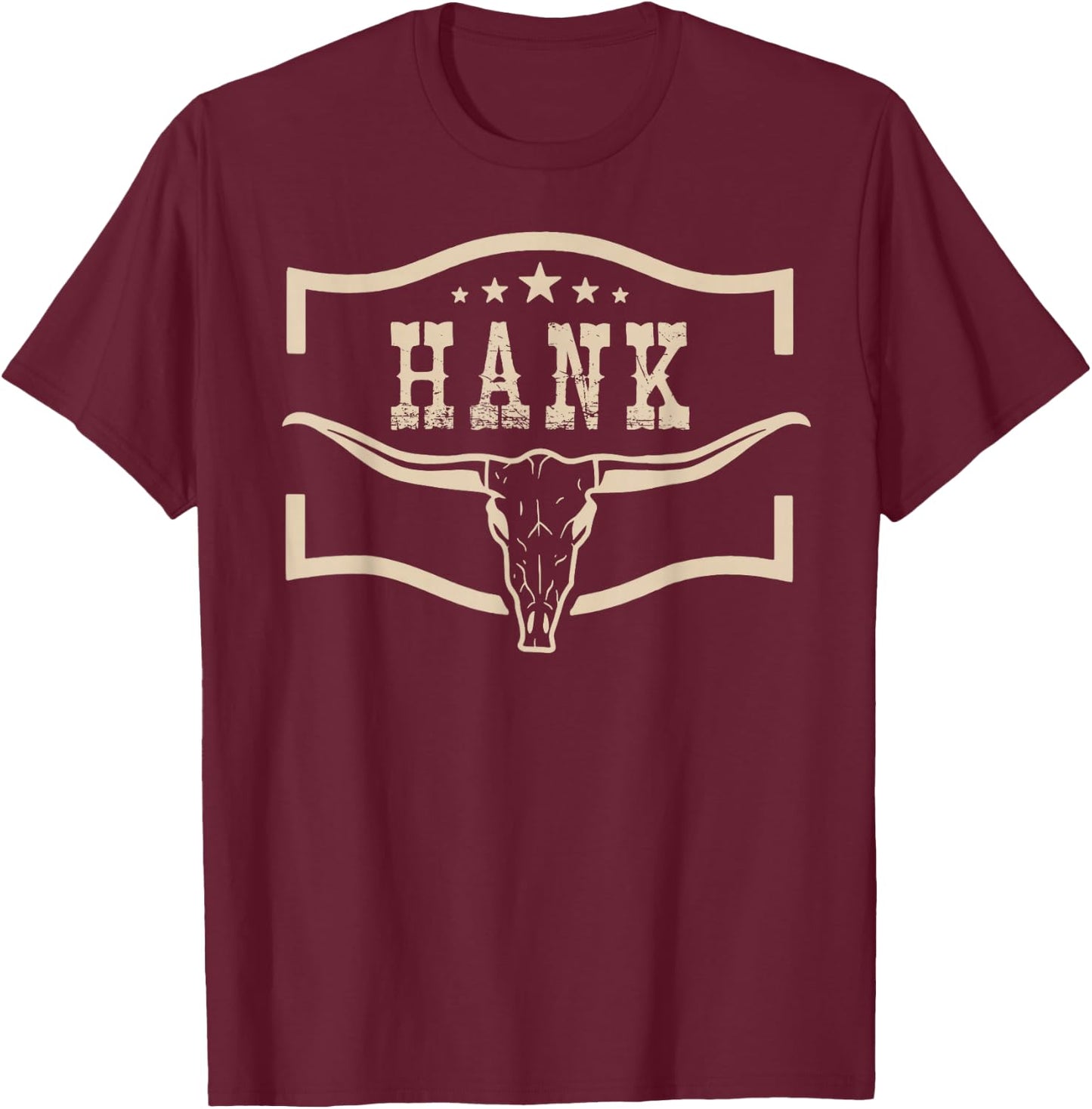 Personalized Hank Name Vintage T-Shirt - T-Shirt | Maroon
