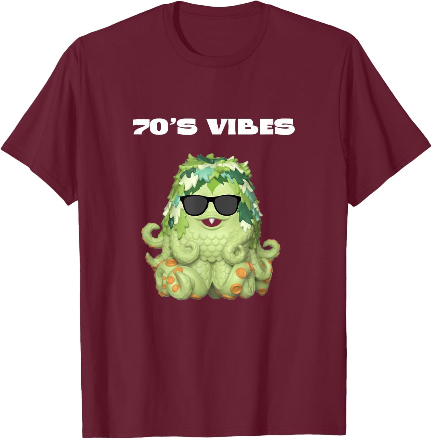 Funny 70s Vibes Monster Cool Sea Beach Novelty Men Women T-Shirt - T-Shirt | Maroon