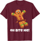 Funny Christmas Gingerbread Man Bite Me Naughty Adult Humor T-Shirt - T-Shirt | Maroon