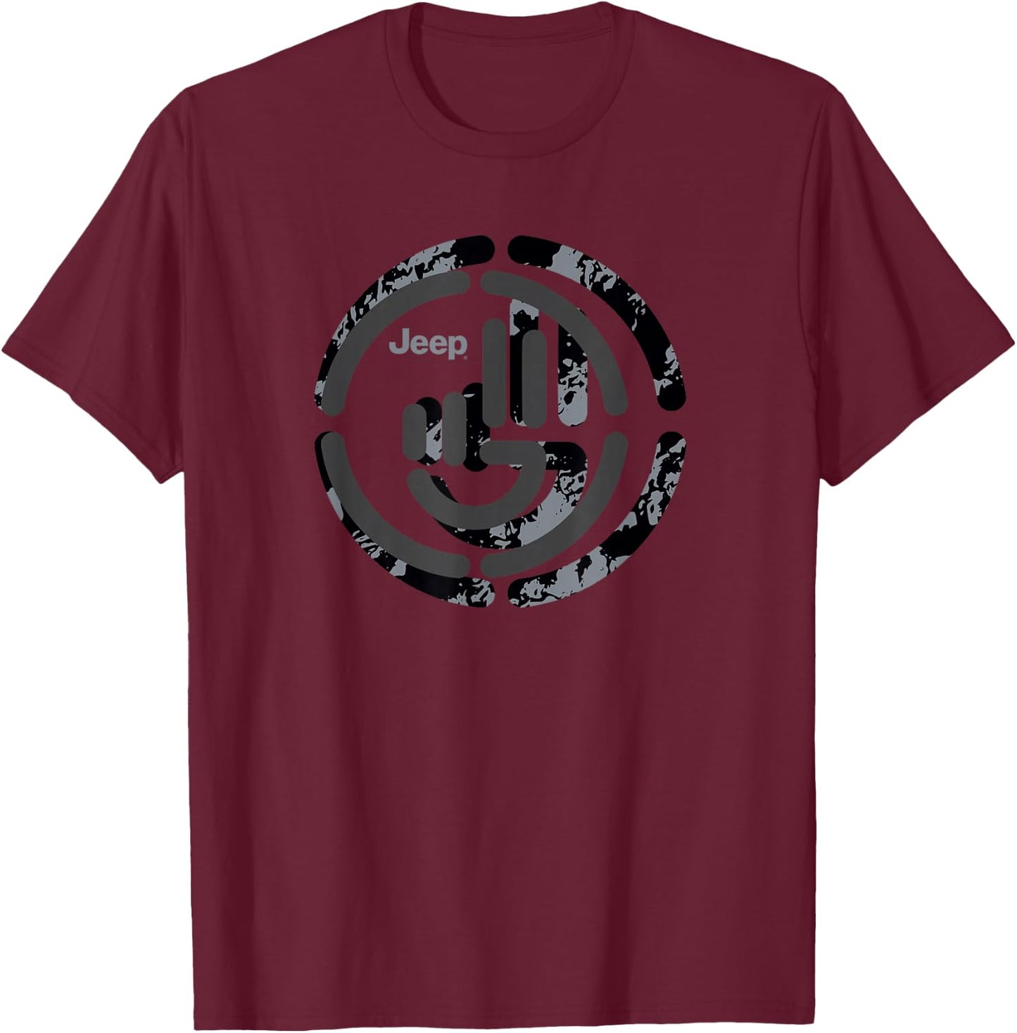 Jeep Wave Double Print T-Shirt - T-Shirt | Maroon