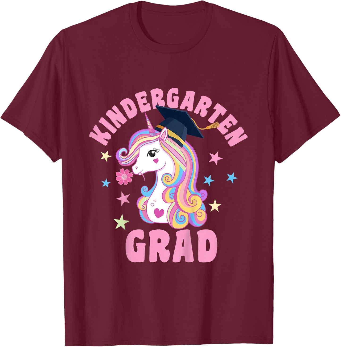 Unicorn Kindergarten Grad Kindergarten Graduation T-Shirt - T-Shirt | Maroon