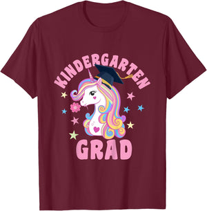 Unicorn Kindergarten Grad Kindergarten Graduation T-Shirt - T-Shirt | Maroon