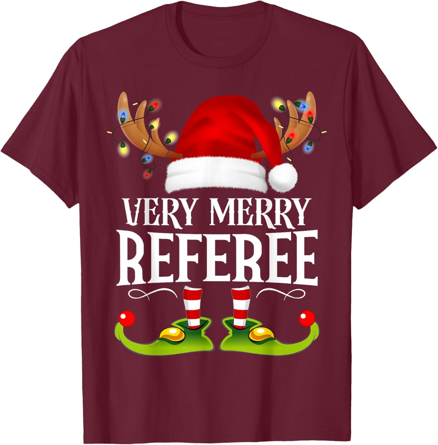 Very Merry X-Mas Referee Matching Christmas T-Shirt - T-Shirt | Maroon