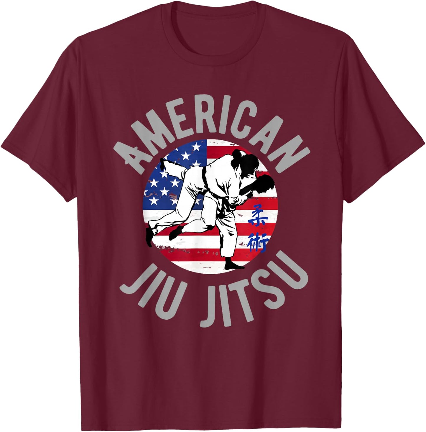 American Jiu Jitsu American Flag BJJ Jiujitsu Sports Women Kids Men T-Shirt - T-Shirt | Maroon