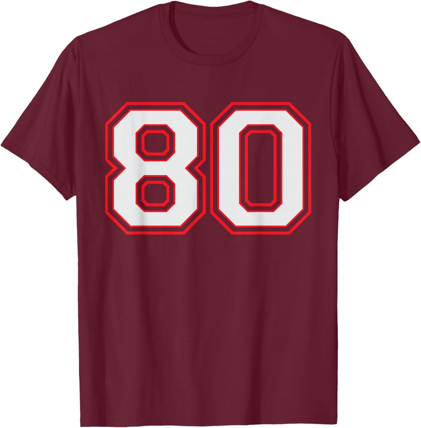 Red Number 80 Sports Player Jersey Fun Game Winner #80 Lucky T-Shirt - T-Shirt | Maroon