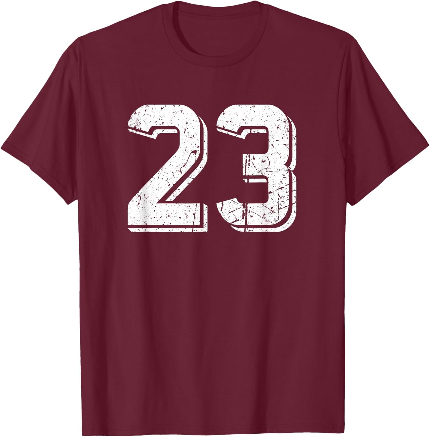 Number #23 White Retro Sports T-Shirt - T-Shirt | Maroon