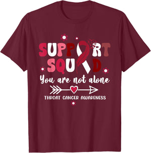 Groovy Support Squad Burgundy Ribbon Throat Cancer Awareness T-Shirt - T-Shirt | Maroon