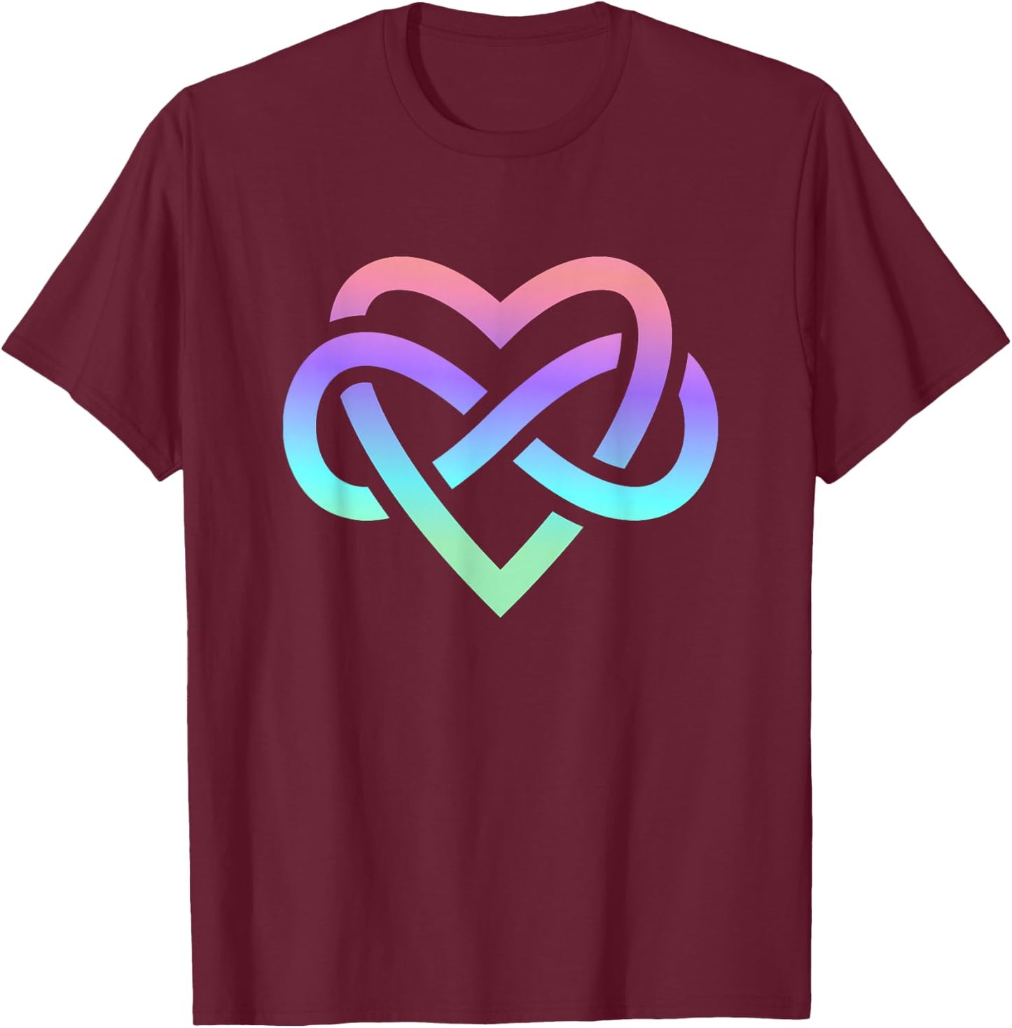 Polyamory Infinity Symbol Polyamorous Throuple T-Shirt - T-Shirt | Maroon