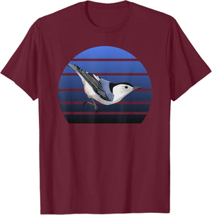 jz.birds White-Breasted Nuthatch Bird Birdlover Birdwatcher Biologist T-Shirt - T-Shirt | Maroon