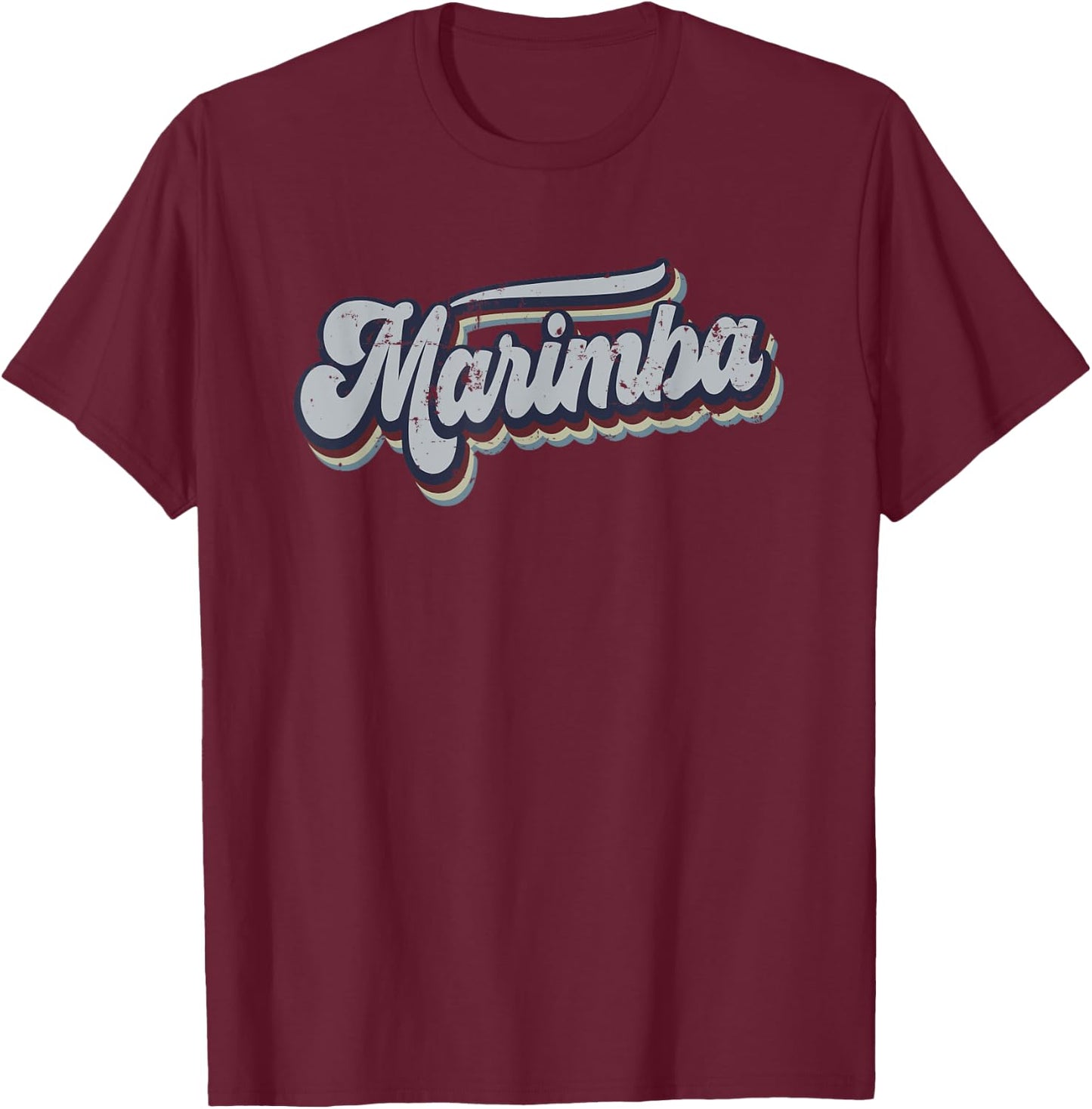 Marimba Retro Vintage Distressed Rainbow Gift T-Shirt - T-Shirt | Maroon