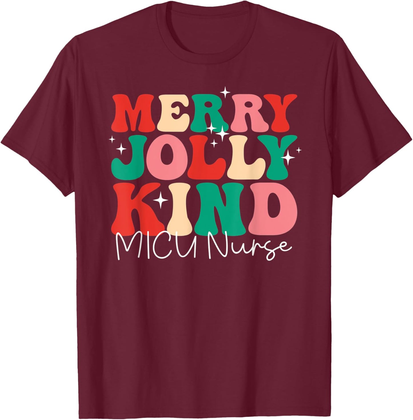One Jolly Retro Christmas Matching MICU T-Shirt - T-Shirt | Maroon