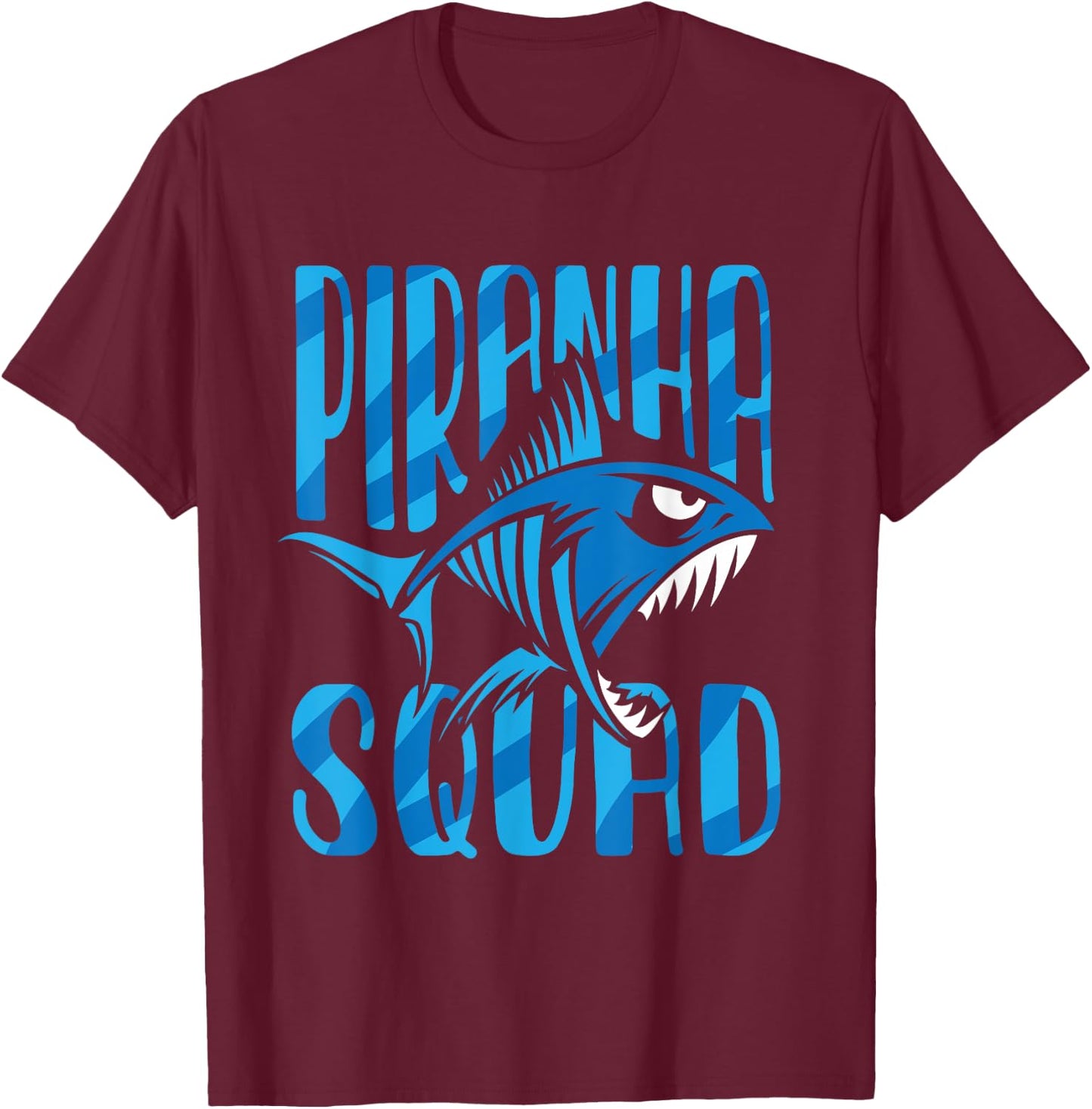 Piranha Squad Retro Lover Fish Piranhas T-Shirt - T-Shirt | Maroon