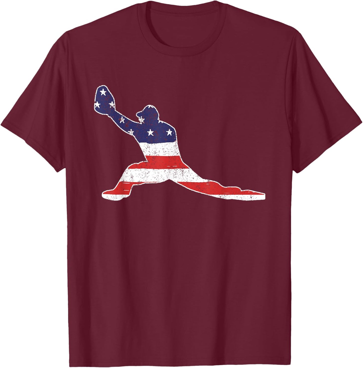Vintage Baseball First Baseman Cool Baseball First Base Flag T-Shirt - T-Shirt | Maroon