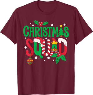 Christmas Squad Santa Elf Family Matching Pajamas Boys Girls T-Shirt - T-Shirt | Maroon
