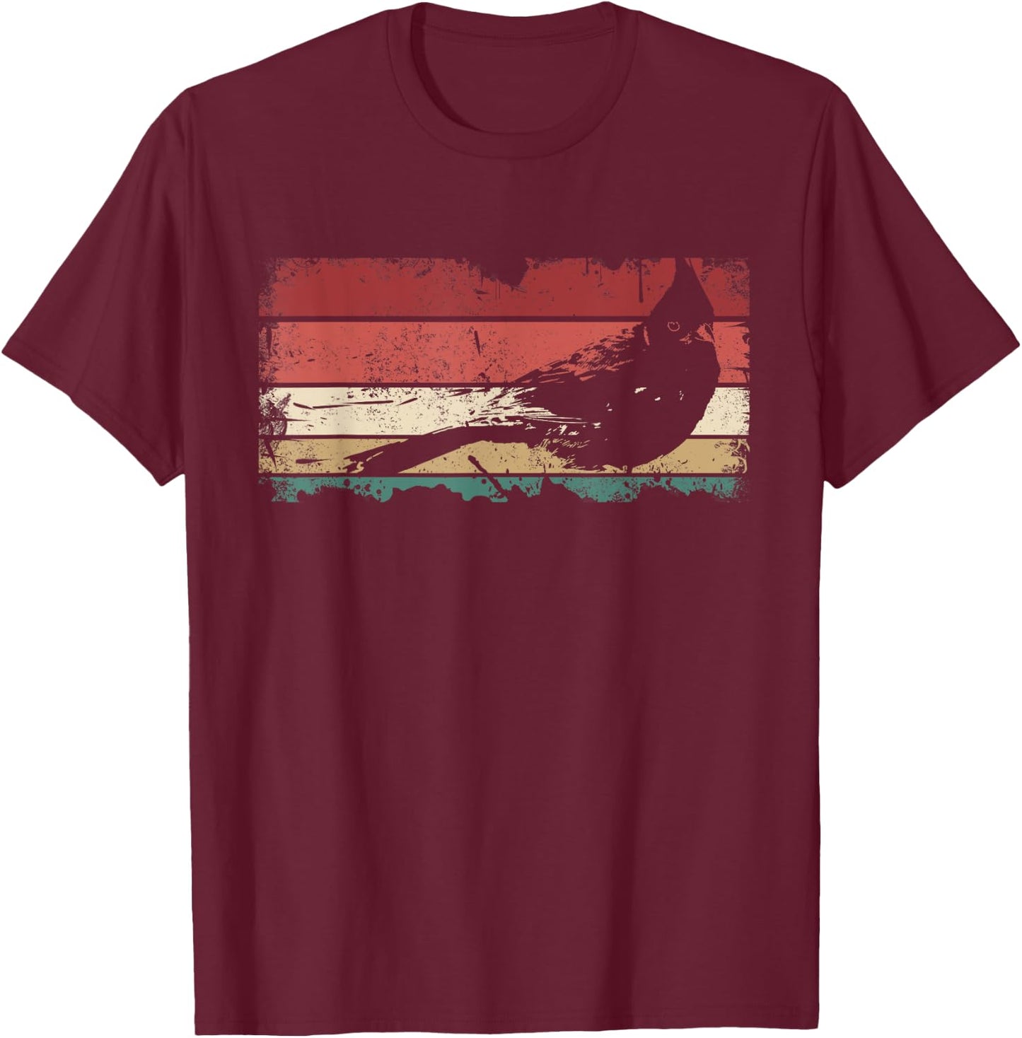 Retro Cardinal Bird Watching - Vintage Red Bird Cardinal T-Shirt - T-Shirt | Maroon