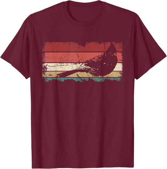 Retro Cardinal Bird Watching - Vintage Red Bird Cardinal T-Shirt - T-Shirt | Maroon