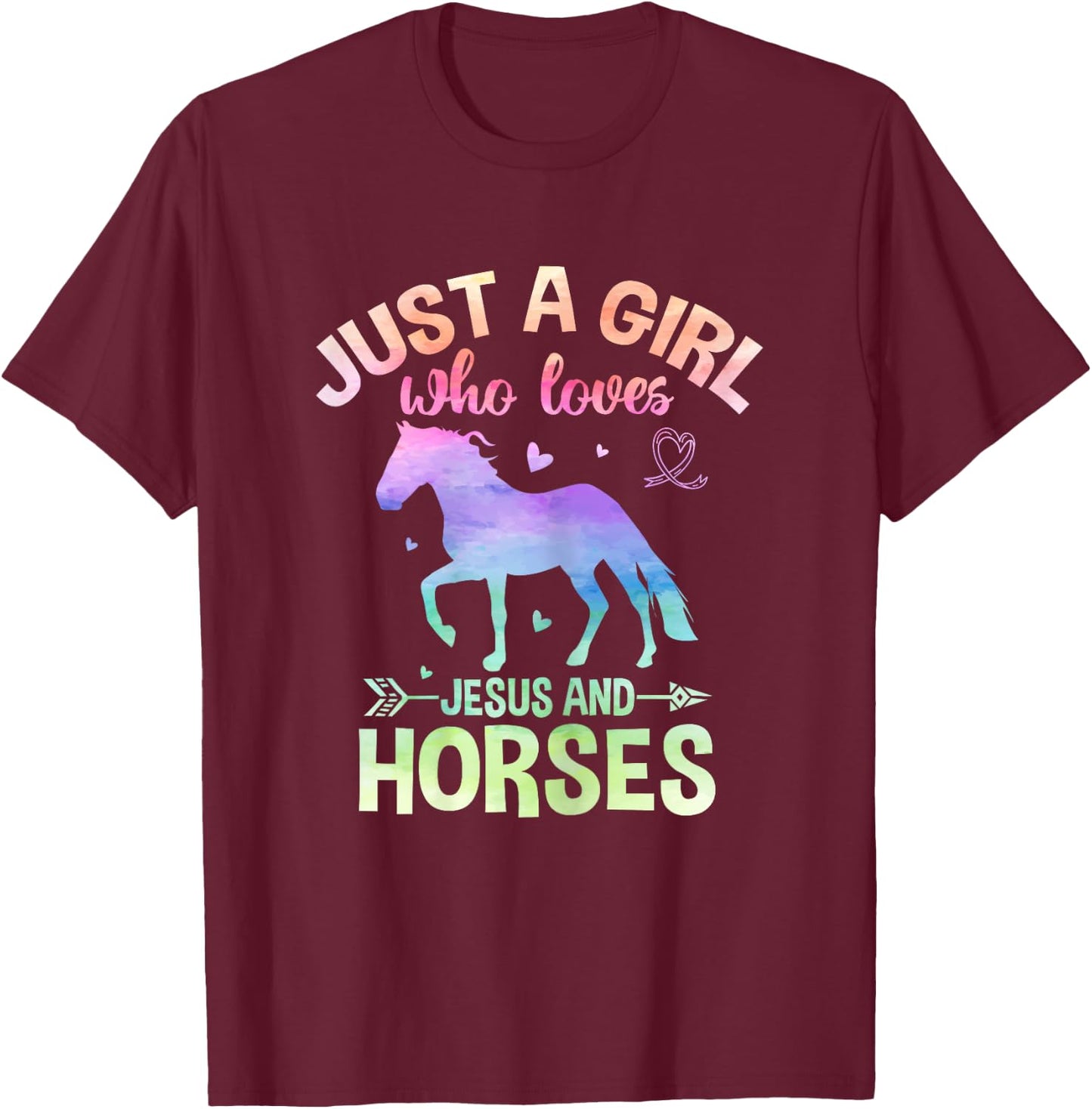 Just a Girl Who Loves Jesus and Horses T-Shirt - T-Shirt | Maroon