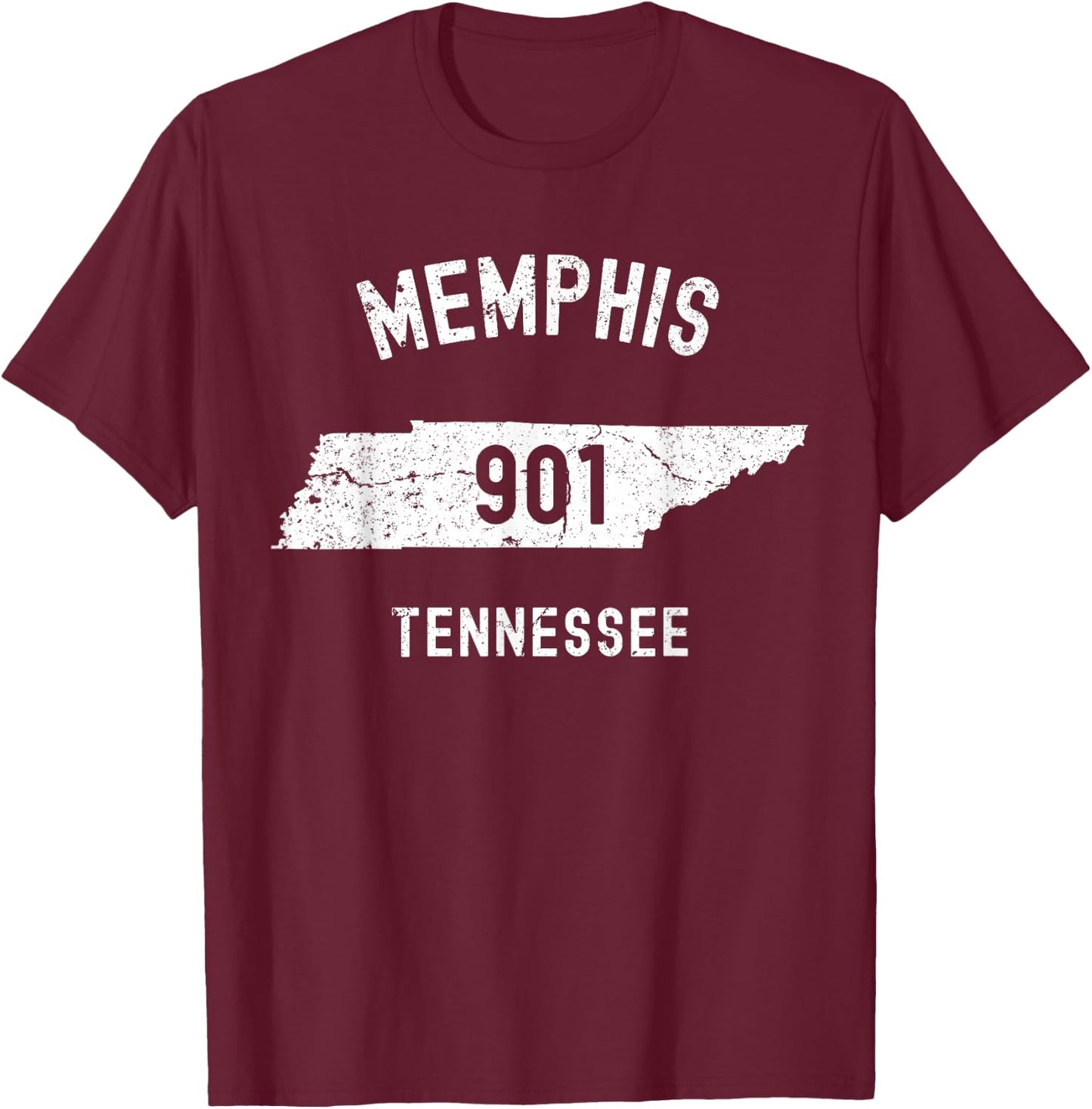 Memphis Tennessee TN 901 Vintage Athletic Style T-Shirt - T-Shirt | Maroon