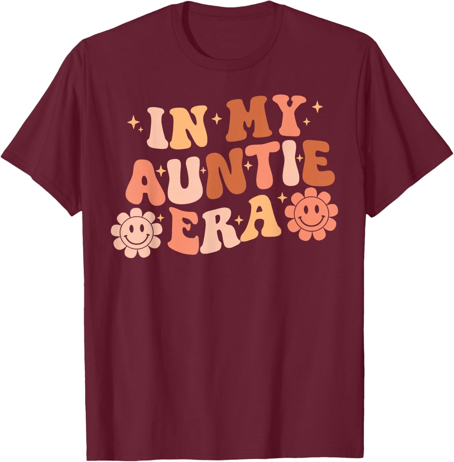 In My Auntie Era niece nephew matching Groovy T-Shirt - T-Shirt | Maroon