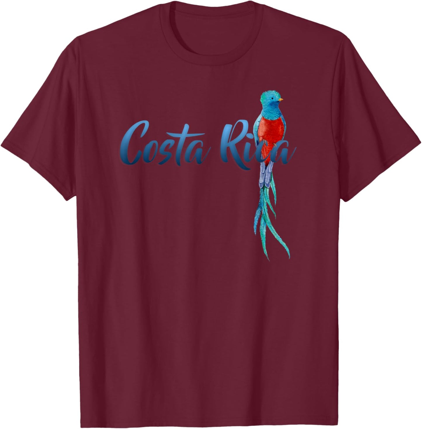 Costa Rica Quetzal Ornithologist Eco-Tourist Rainforest Bird T-Shirt - T-Shirt | Maroon