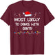 Most Likely To Dance With Santa Matching Family Xmas T-Shirt - T-Shirt | Maroon