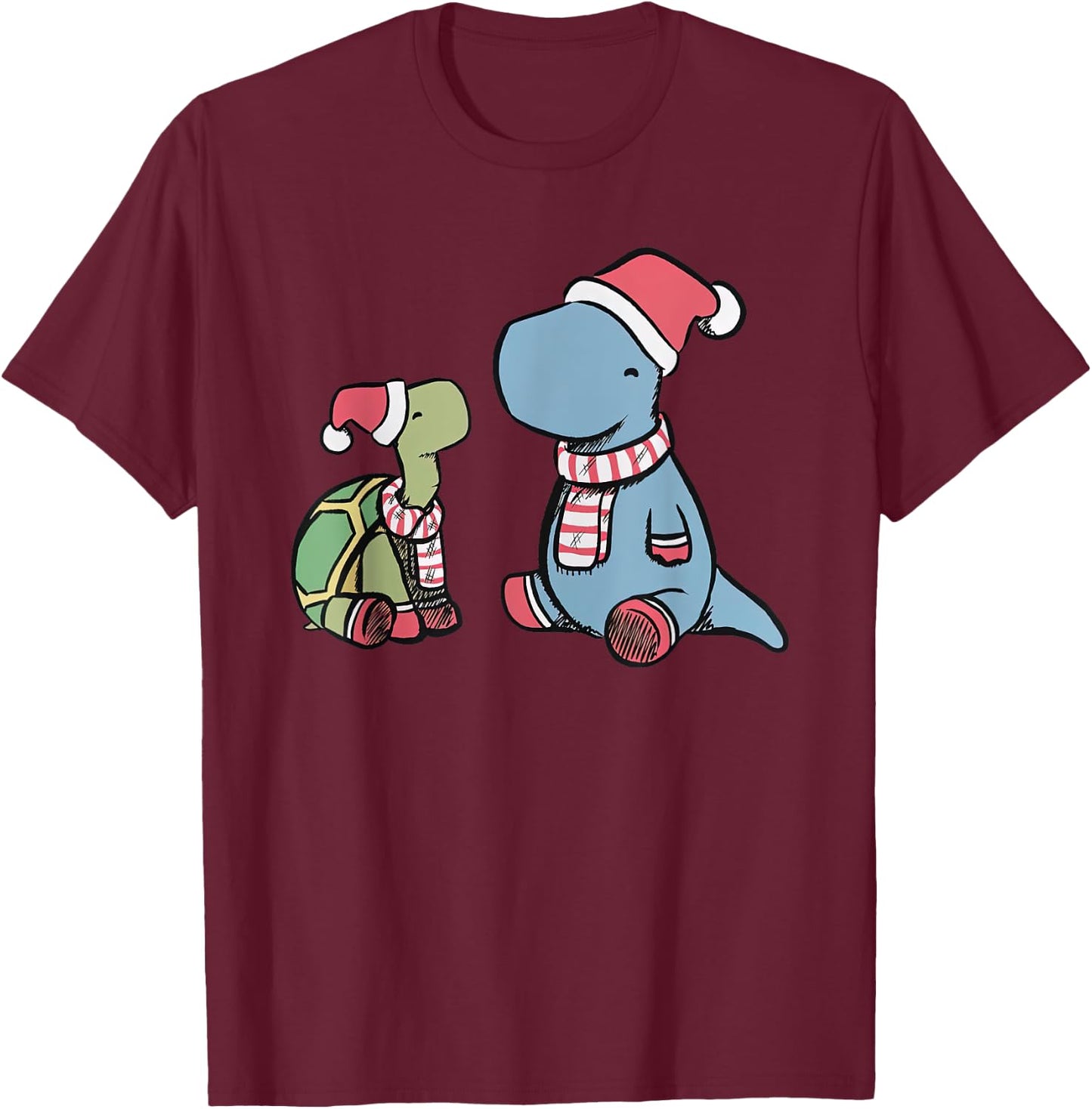 Christmas Tortoise Dino T-Shirt - T-Shirt | Maroon