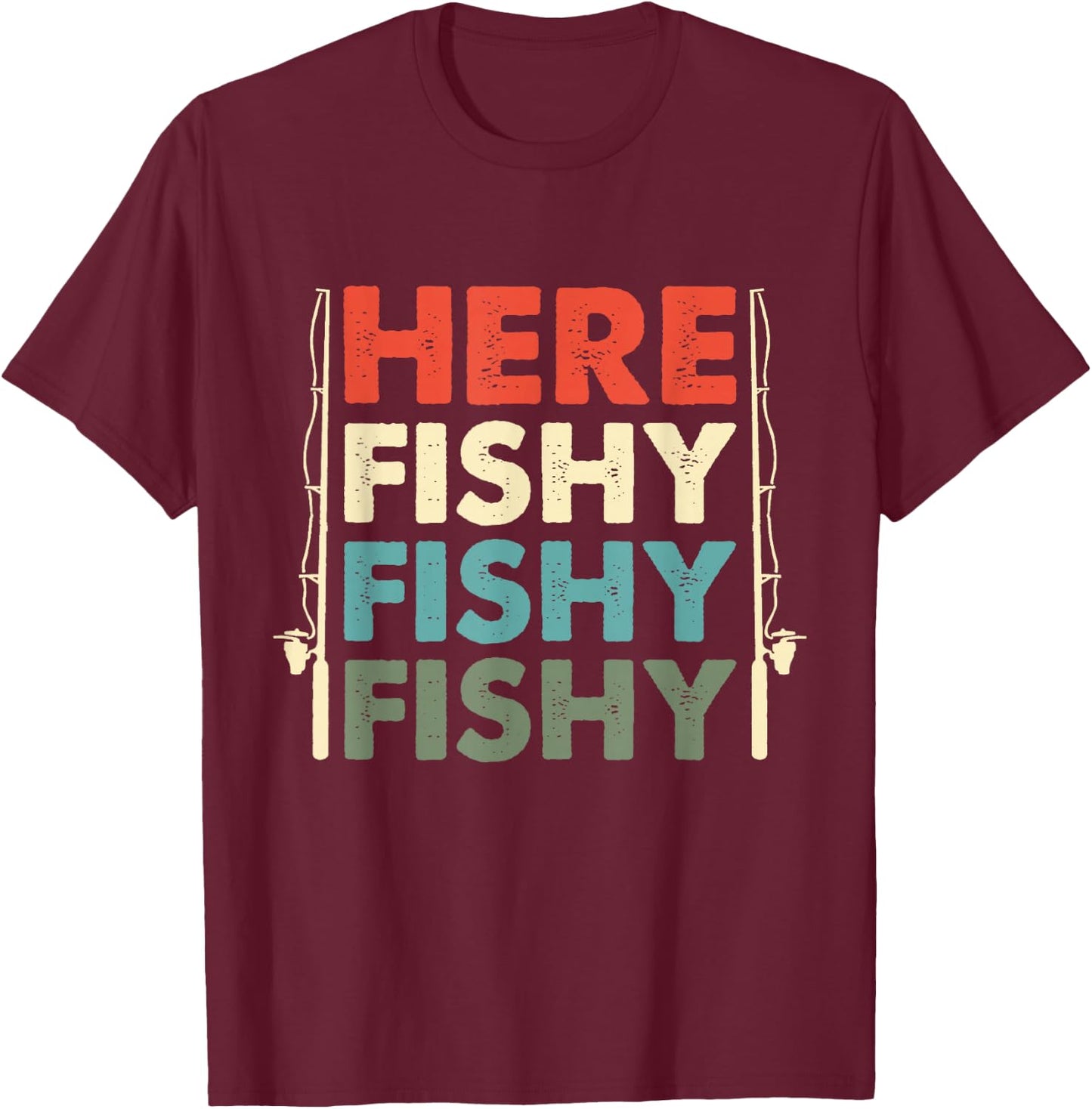 Fish Hunting Fishing Fishrod Fisherman Small T-Shirt - T-Shirt | Maroon