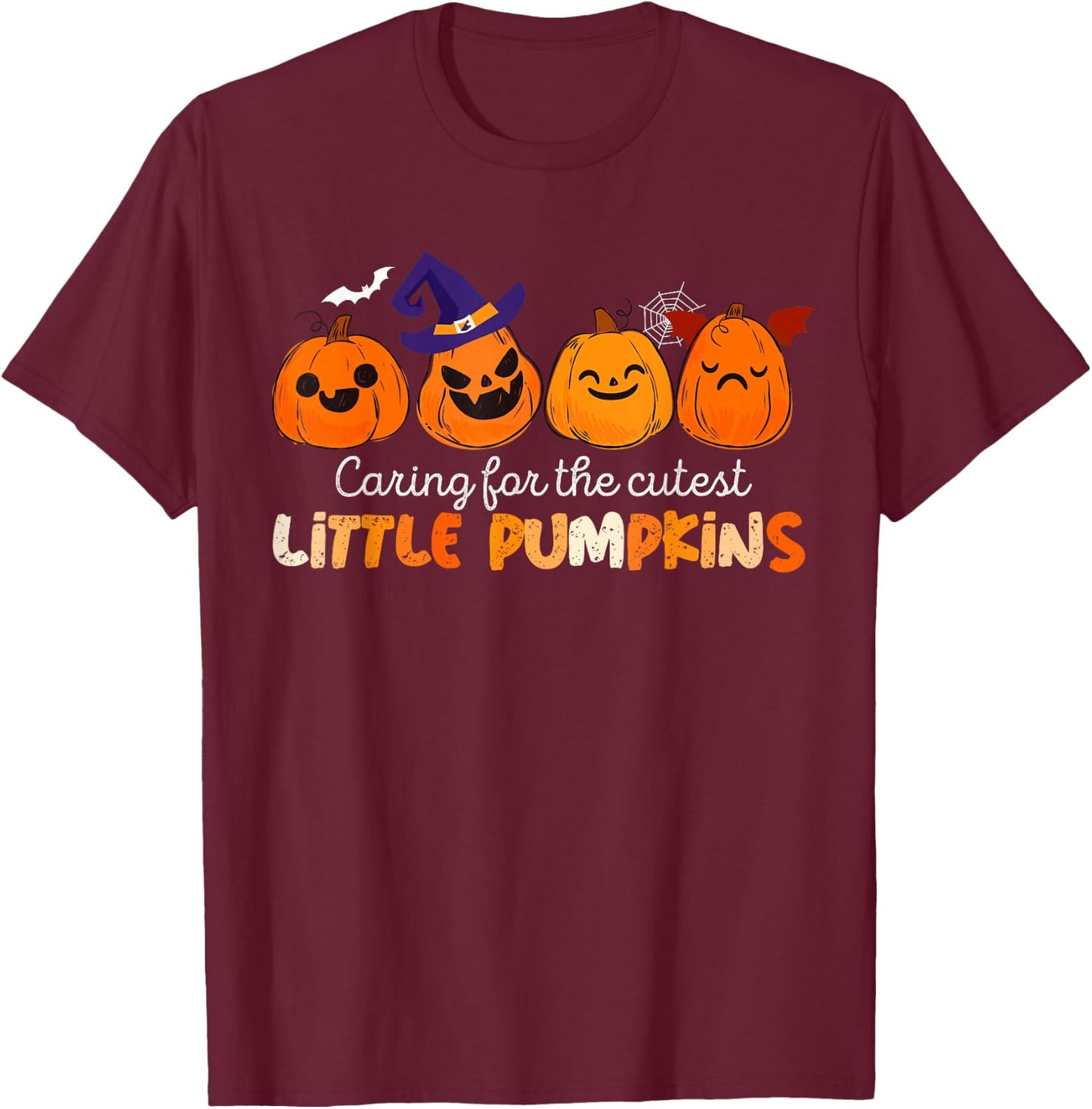 NICU Nurse Halloween Cutest Pumpkins Mother Baby Nurse Fall T-Shirt - T-Shirt | Maroon