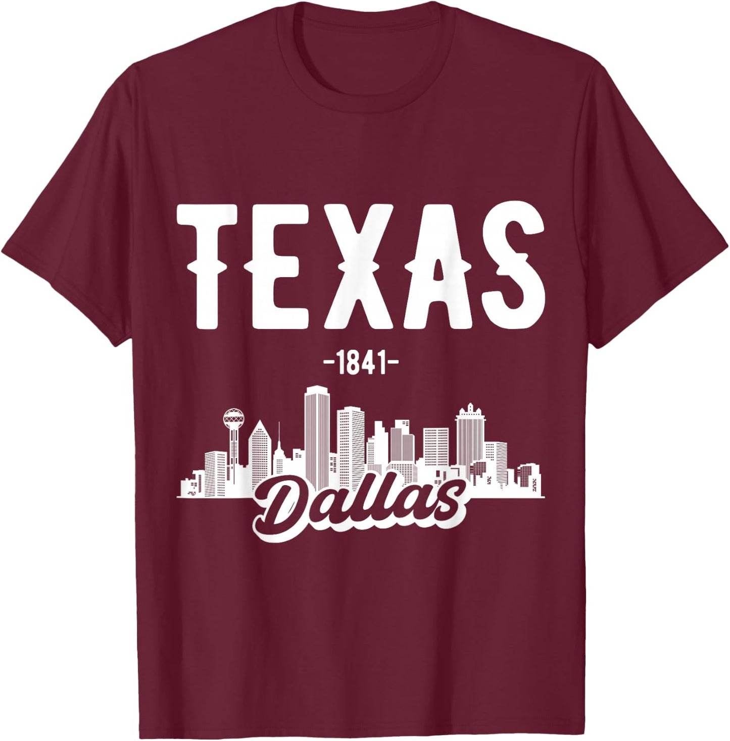 Dallas Texas Skyline T-Shirt - T-Shirt | Maroon