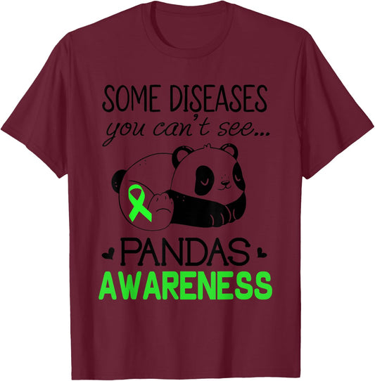 Pandas Pans Awareness Shirt Green Ribbon Pans Disease T-Shirt - T-Shirt | Maroon