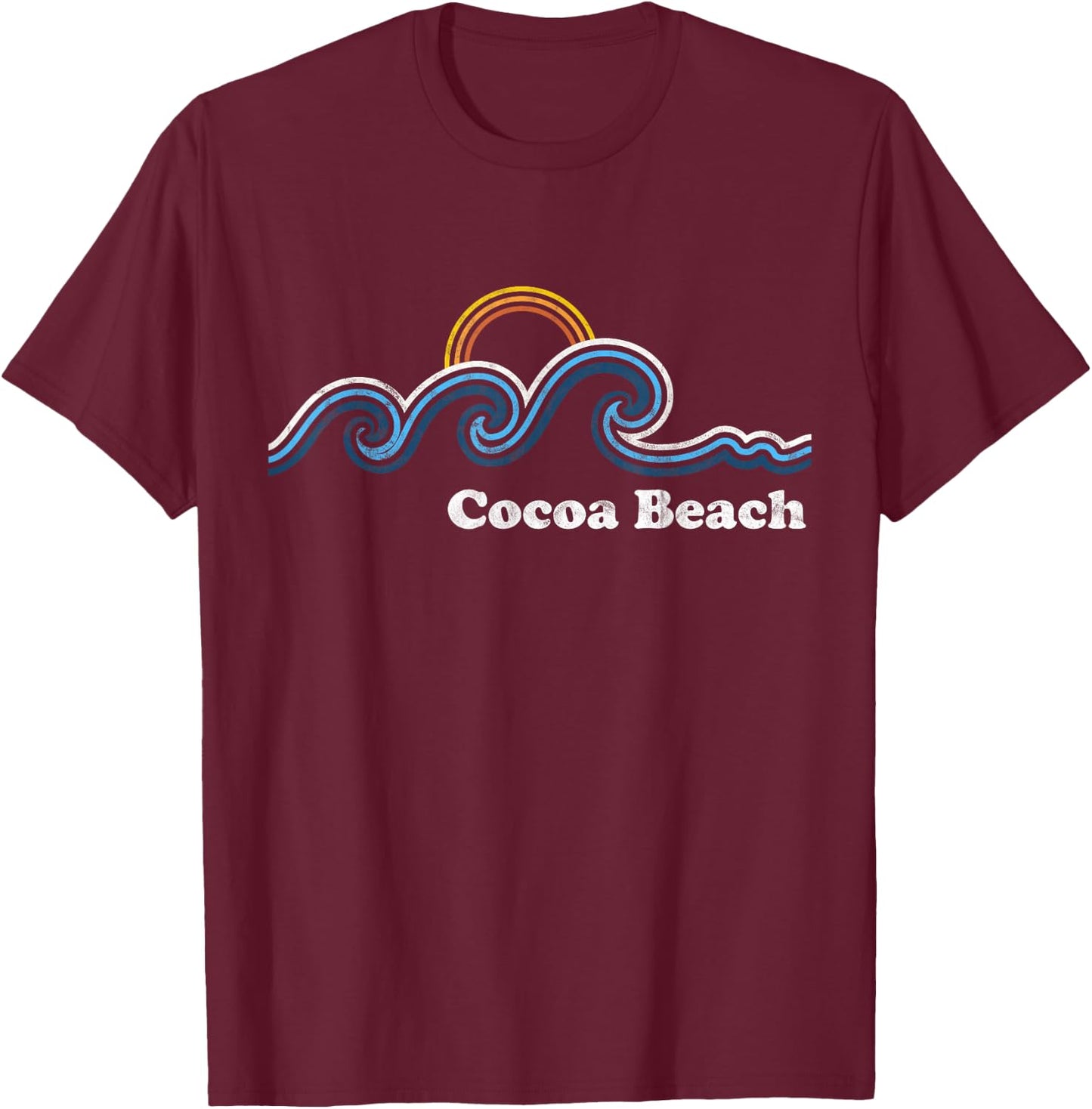 Retro Cocoa Beach Florida FL Vintage Beach Surf Men Women T-Shirt - T-Shirt | Maroon