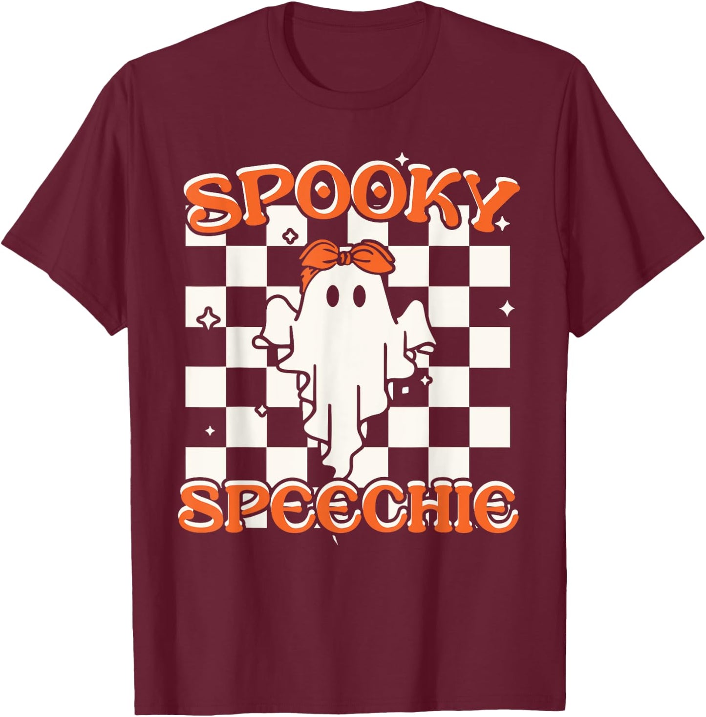 Spooky Speechie Speech Therapy Halloween Costume Ghost SLP T-Shirt - T-Shirt | Maroon