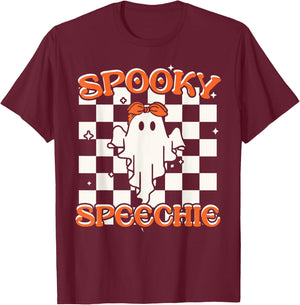 Spooky Speechie Speech Therapy Halloween Costume Ghost SLP T-Shirt - T-Shirt | Maroon