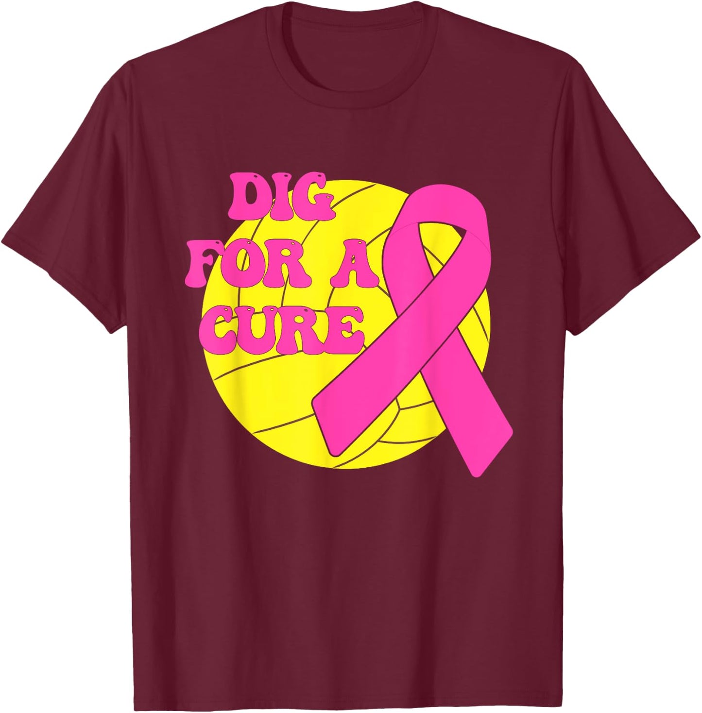 Dig For A Cure Water polo Pink Out Breast Cancer Awareness T-Shirt - T-Shirt | Maroon