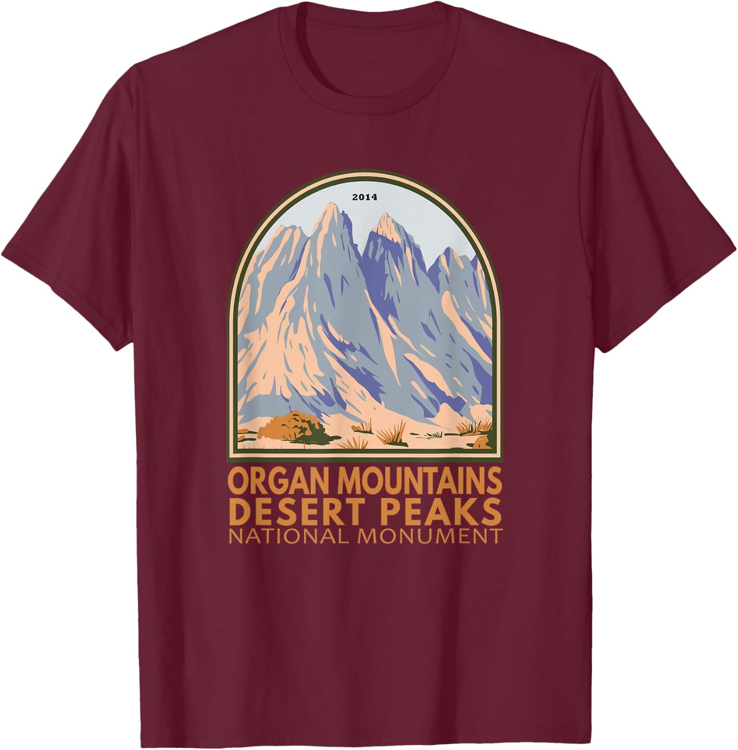 Organ Mountains Desert Peaks National Monument Emblem Retro T-Shirt - T-Shirt | Maroon