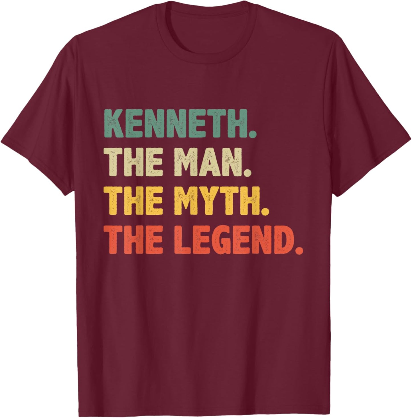 Kenneth The Man The Myth The Legend Vintage Gift Kenneth T-Shirt - T-Shirt | Maroon