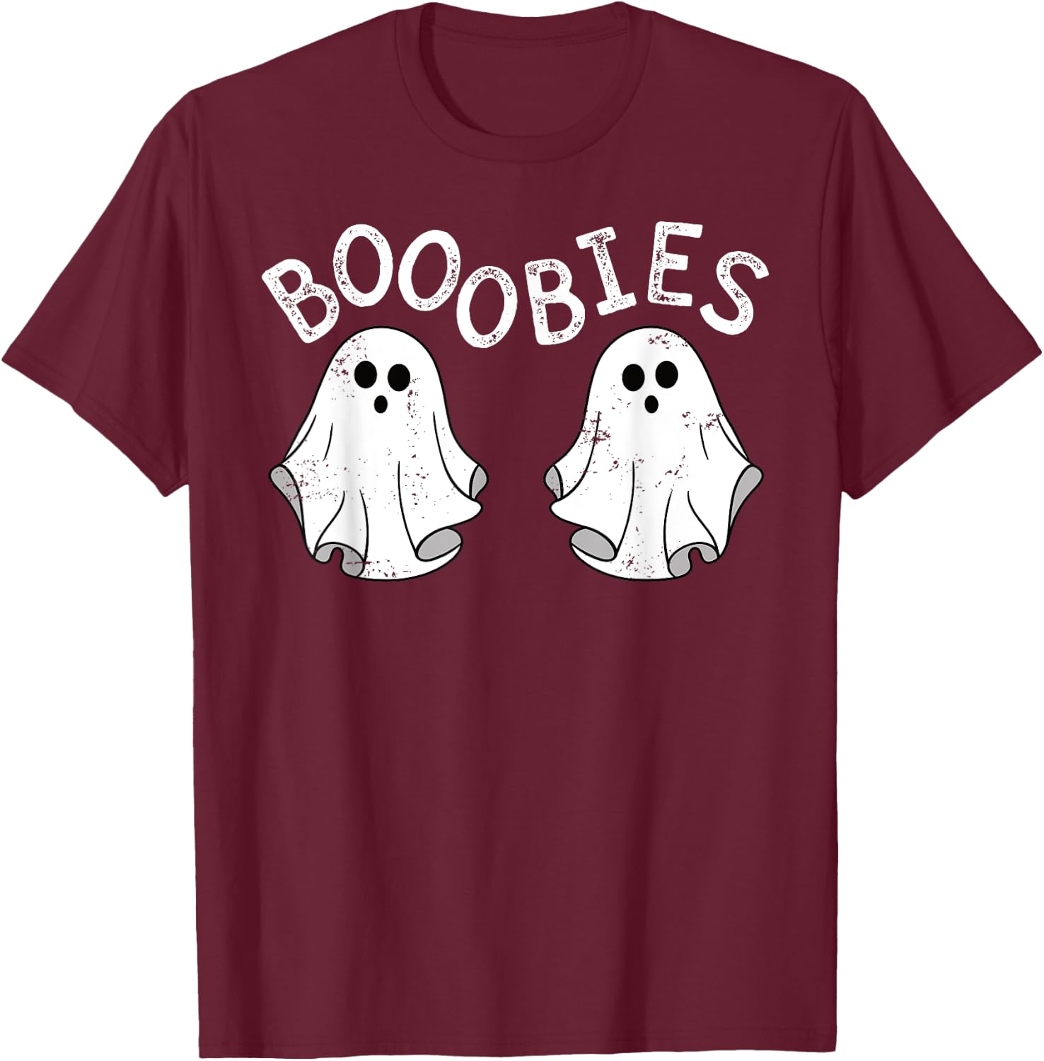 Boob Ghosts Booobie Halloween Bra Breast Funny Costume T-Shirt - T-Shirt | Maroon